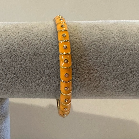 NWT Sequin by Nordstrom Clamper Bangle Bracelet-orange & gold tone & rhinestones - Picture 5 of 12
